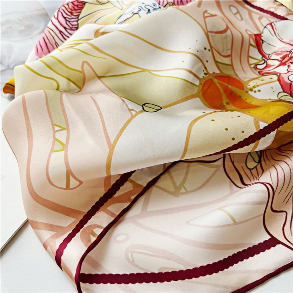 MaraSilk Pure Mulberry Silk Scarf - Square Crepe Satin MS458