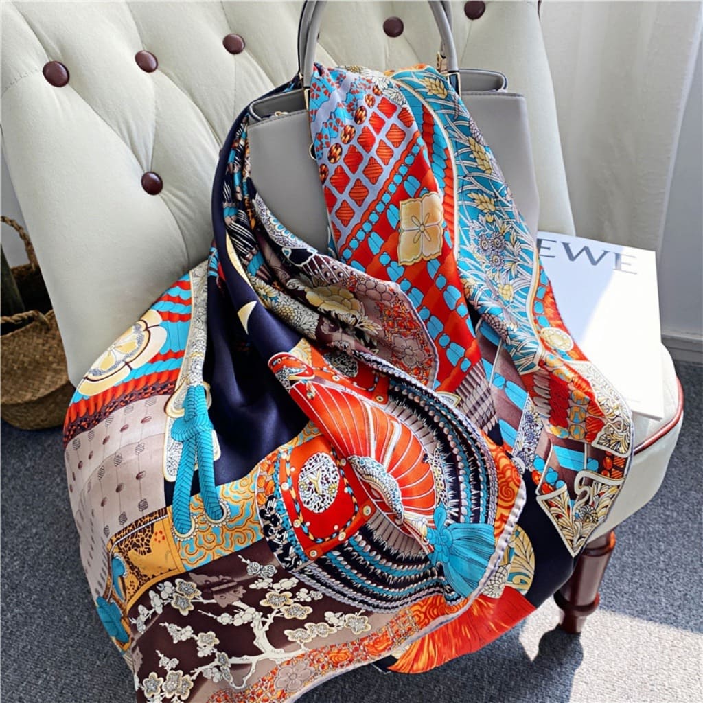 MaraSilk Pure Mulberry Silk Scarf - Square Crepe Satin MS469