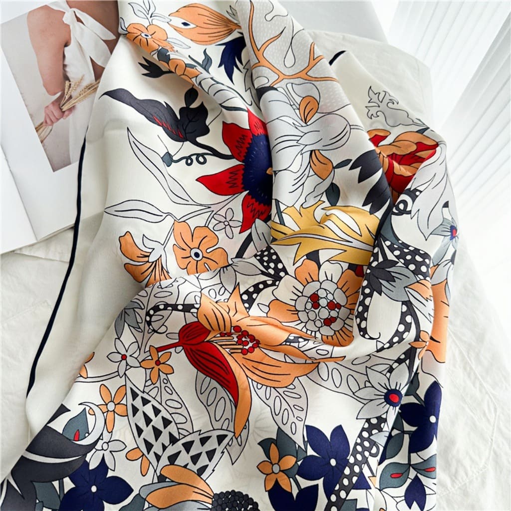 MaraSilk Pure Mulberry Silk Scarf - Square Crepe Satin MS488