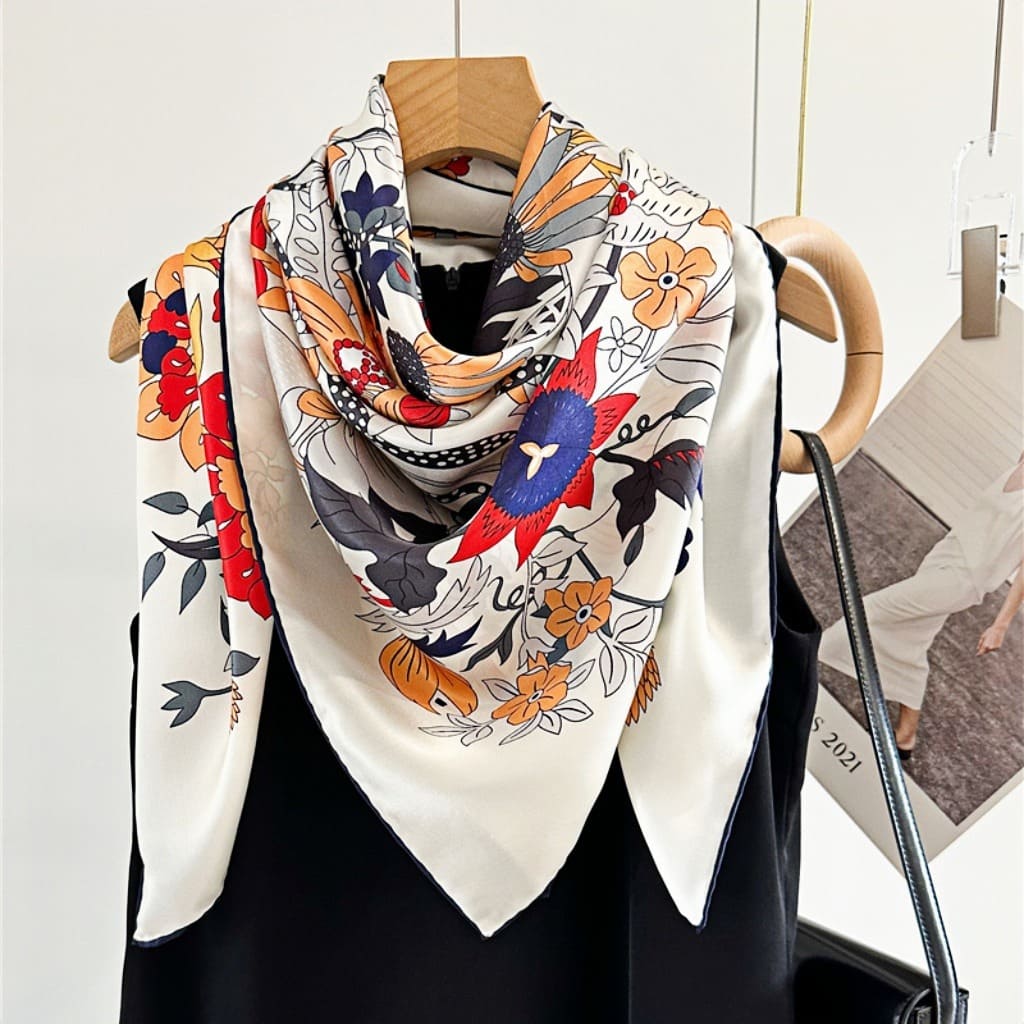 MaraSilk Pure Mulberry Silk Scarf - Square Crepe Satin MS488