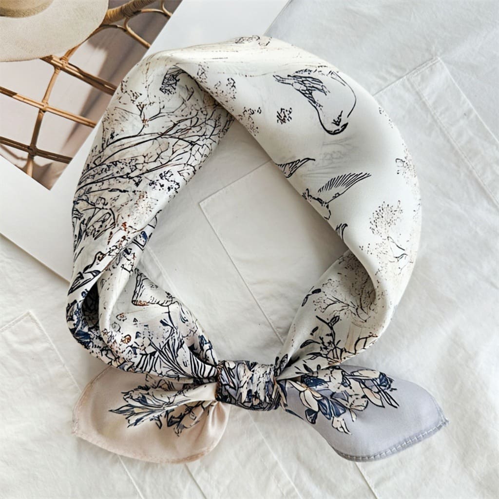 MaraSilk Pure Mulberry Silk Scarf Square Crepe Satin MS50-1