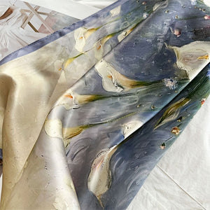 MaraSilk Pure Mulberry Silk Scarf Square Crepe Satin MS50-10