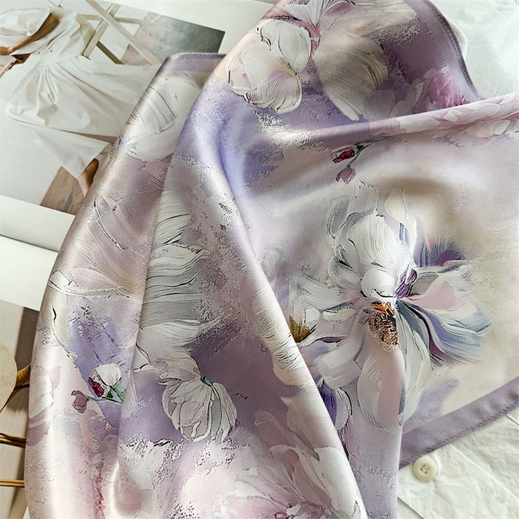 MaraSilk Pure Mulberry Silk Scarf Square Crepe Satin MS50-14