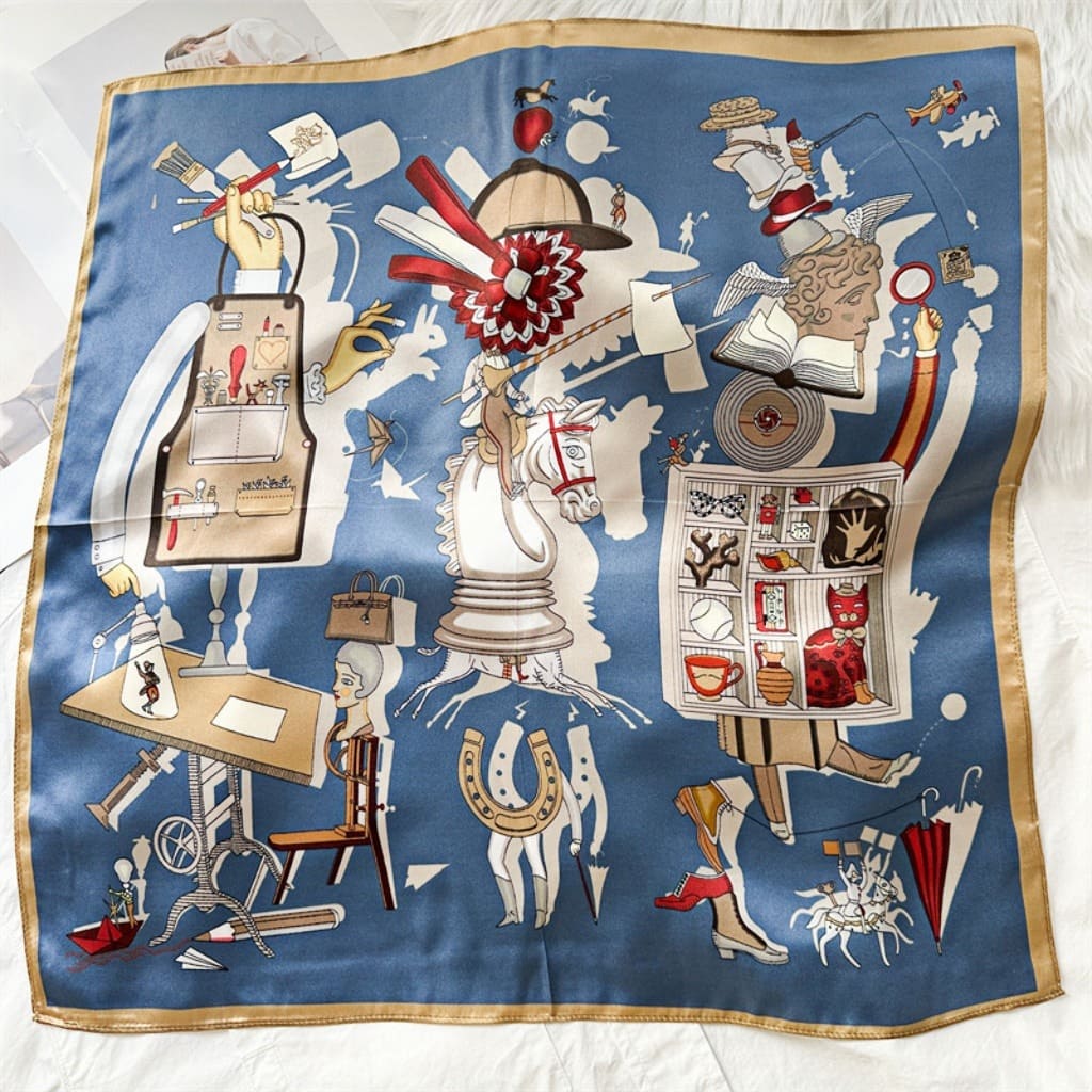 MaraSilk Pure Mulberry Silk Scarf Square Crepe Satin MS50-47