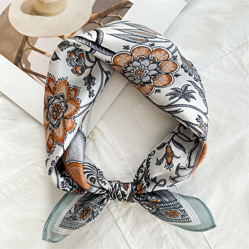 MaraSilk Pure Mulberry Silk Scarf Square Crepe Satin MS50-48