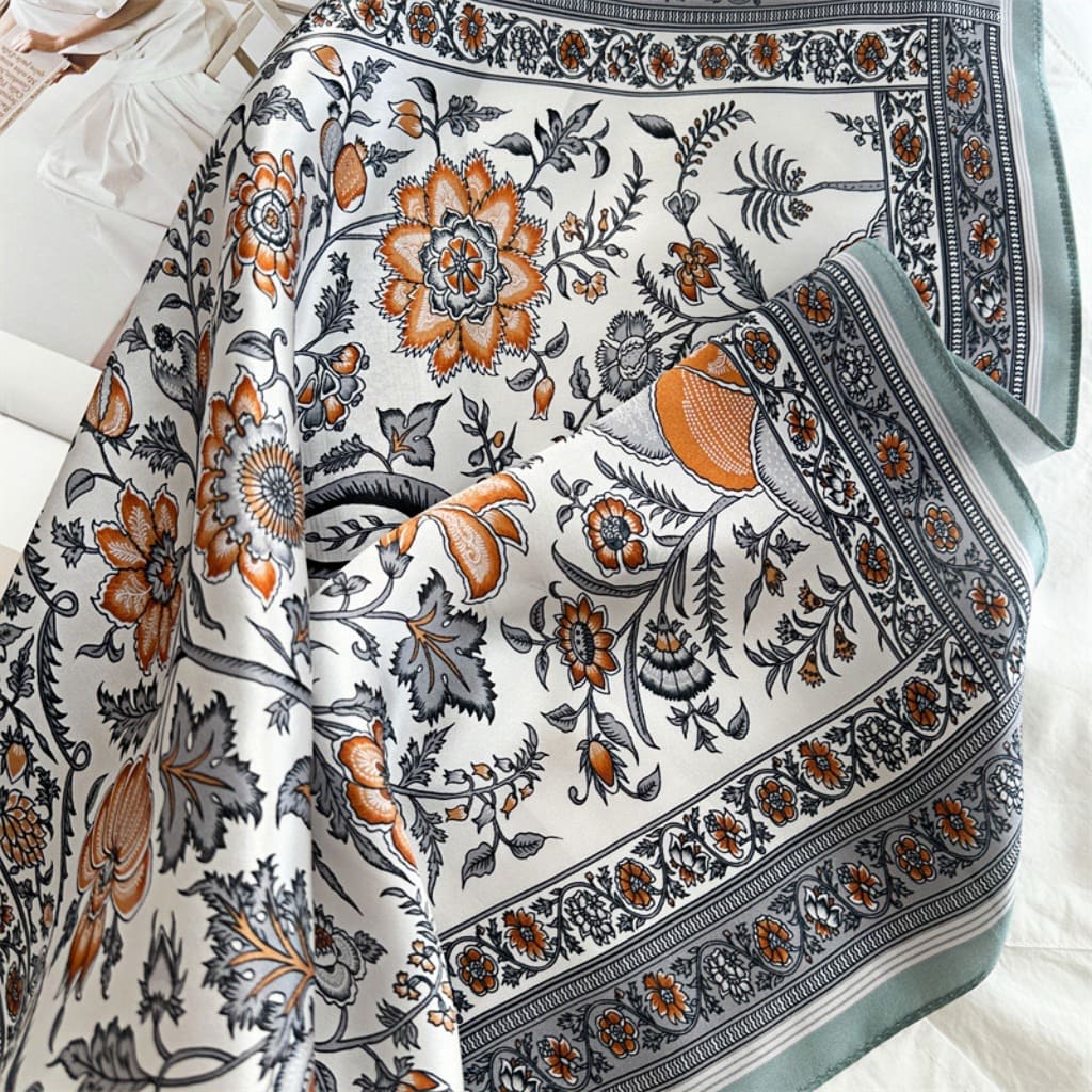 MaraSilk Pure Mulberry Silk Scarf Square Crepe Satin MS50-49