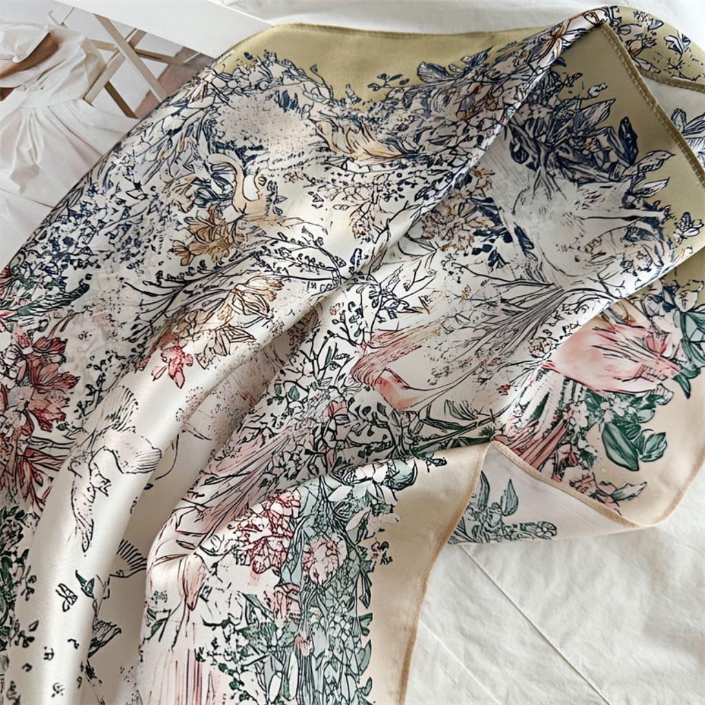 MaraSilk Pure Mulberry Silk Scarf Square Crepe Satin MS50-6