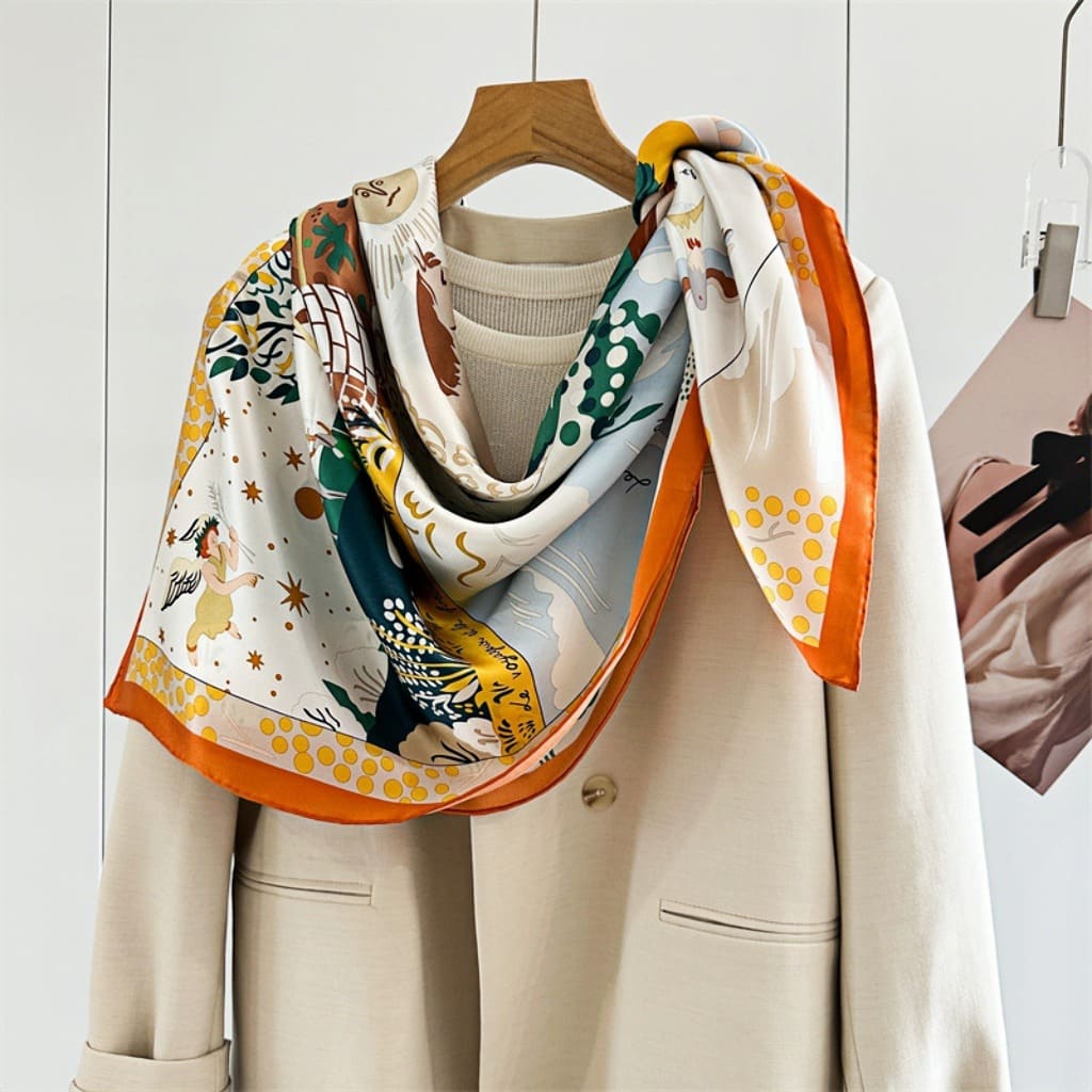 MaraSilk Pure Mulberry Silk Scarf - Square Crepe Satin MS507