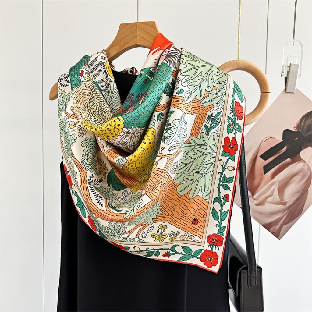 MaraSilk Pure Mulberry Silk Scarf - Square Crepe Satin MS508