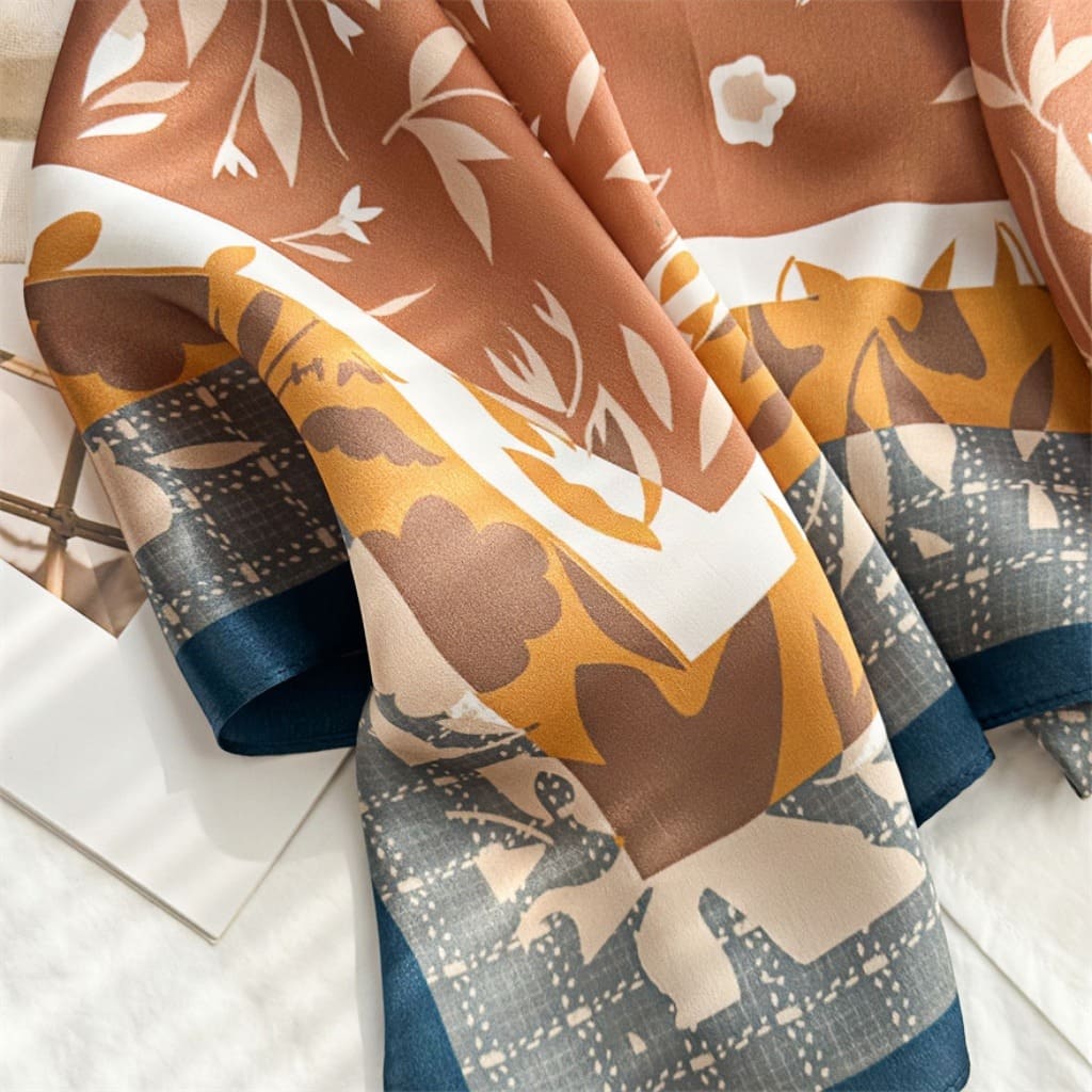 MaraSilk Pure Mulberry Silk Scarf Square Crepe Satin MS52-38