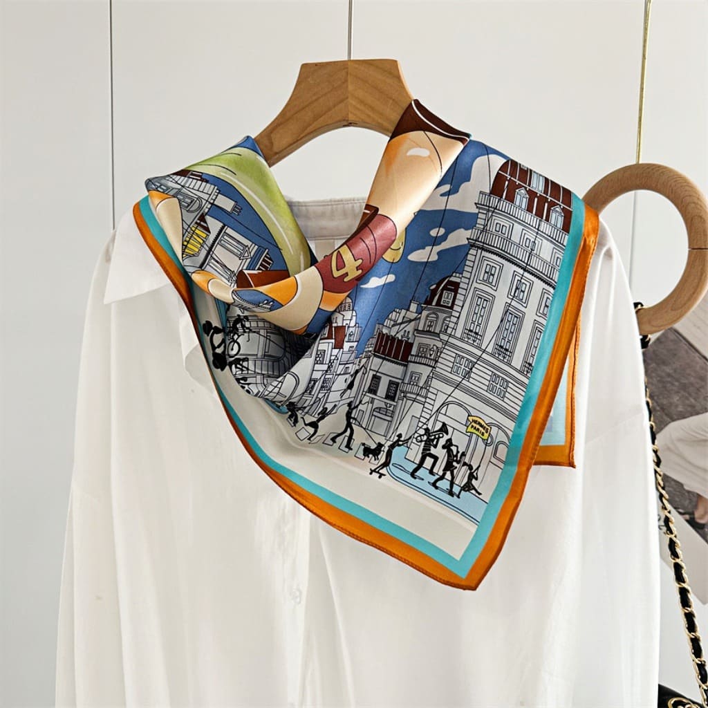 MaraSilk Pure Mulberry Silk Scarf Square Crepe Satin MS52-66