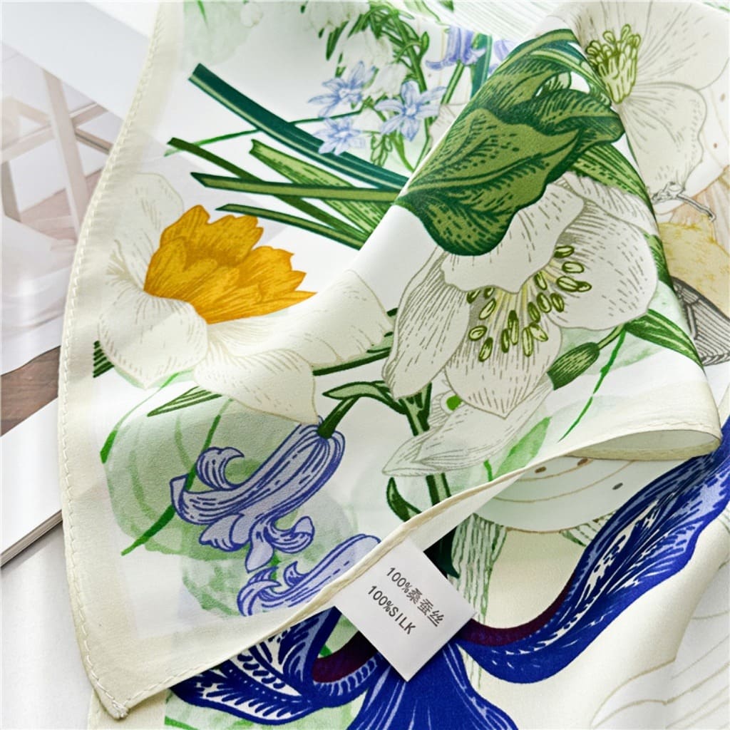 MaraSilk Pure Mulberry Silk Scarf Square Crepe Satin MS53-10