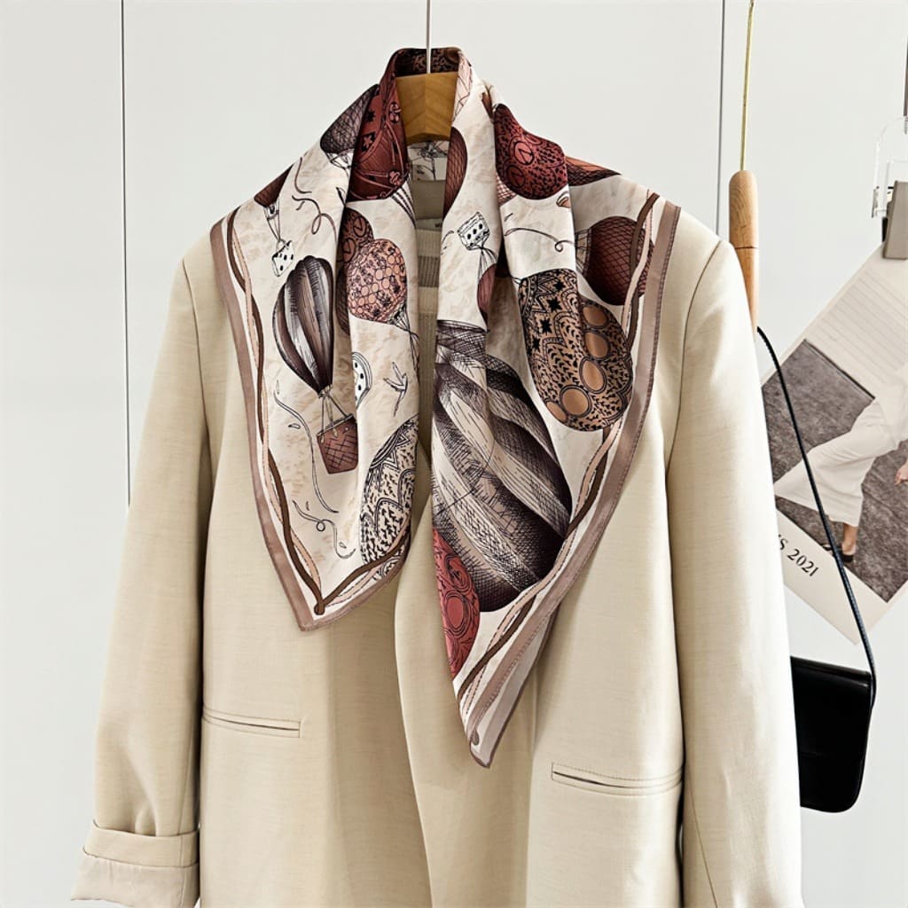 MaraSilk Pure Mulberry Silk Scarf Square Crepe Satin MS53-32