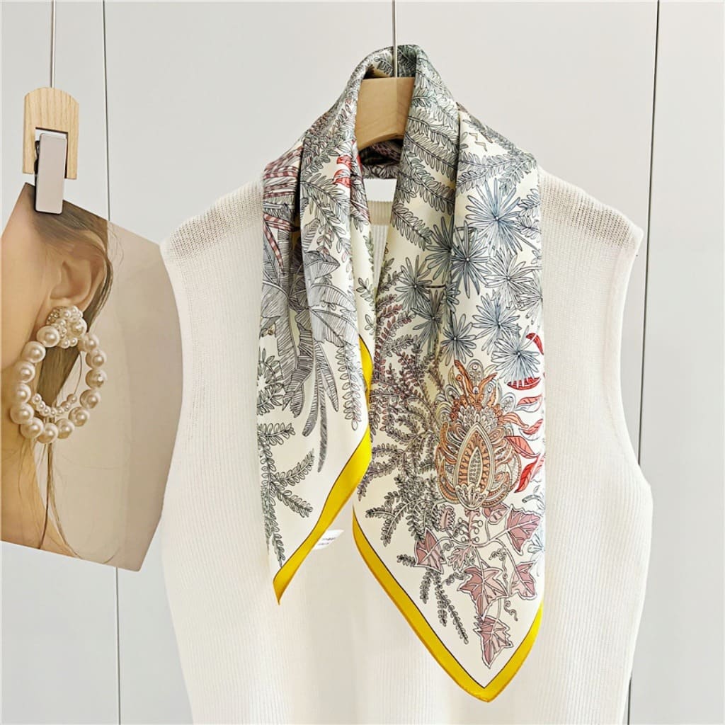 MaraSilk Pure Mulberry Silk Scarf Square Crepe Satin MS55-7