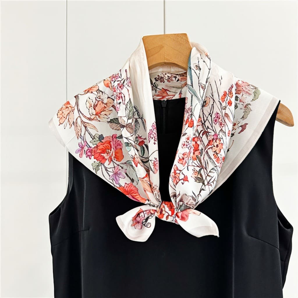 MaraSilk Pure Mulberry Silk Scarf Square Crepe Satin MS56-17