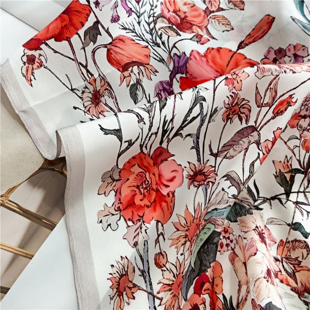 MaraSilk Pure Mulberry Silk Scarf Square Crepe Satin MS56-19