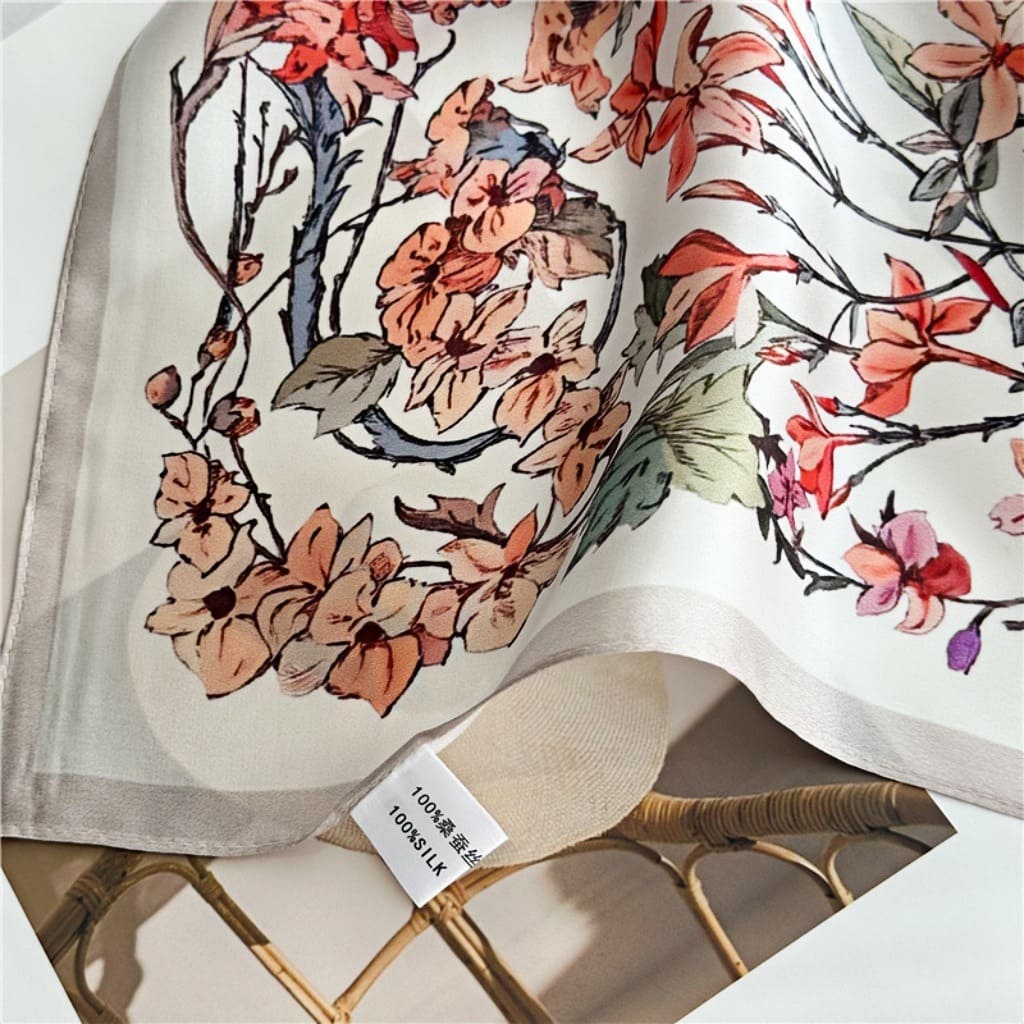 MaraSilk Pure Mulberry Silk Scarf Square Crepe Satin MS56-21