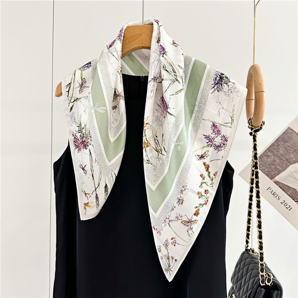 MaraSilk Pure Mulberry Silk Scarf Square Crepe Satin MS56-33