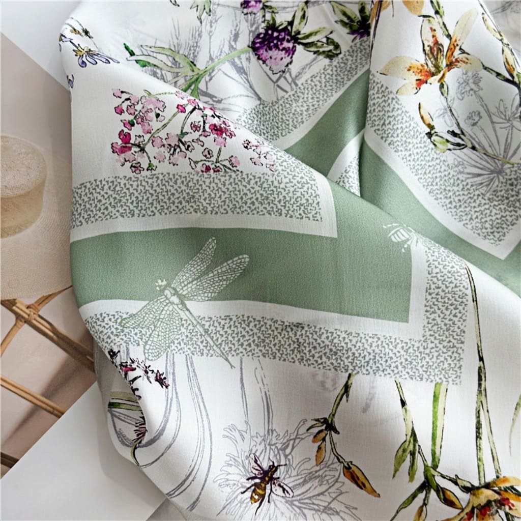 MaraSilk Pure Mulberry Silk Scarf Square Crepe Satin MS56-37