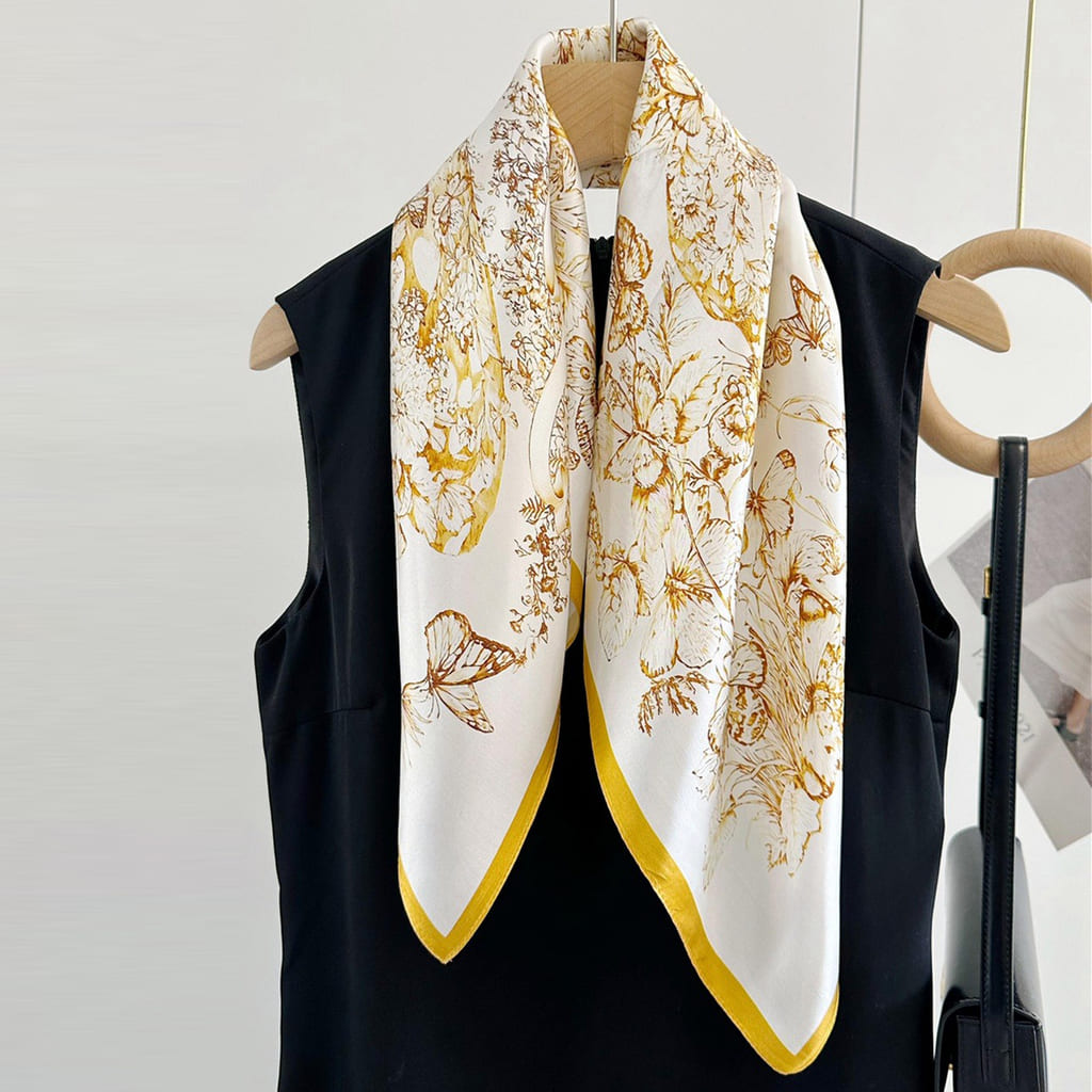 MaraSilk Pure Mulberry Silk Scarf Square Crepe Satin MS61-27