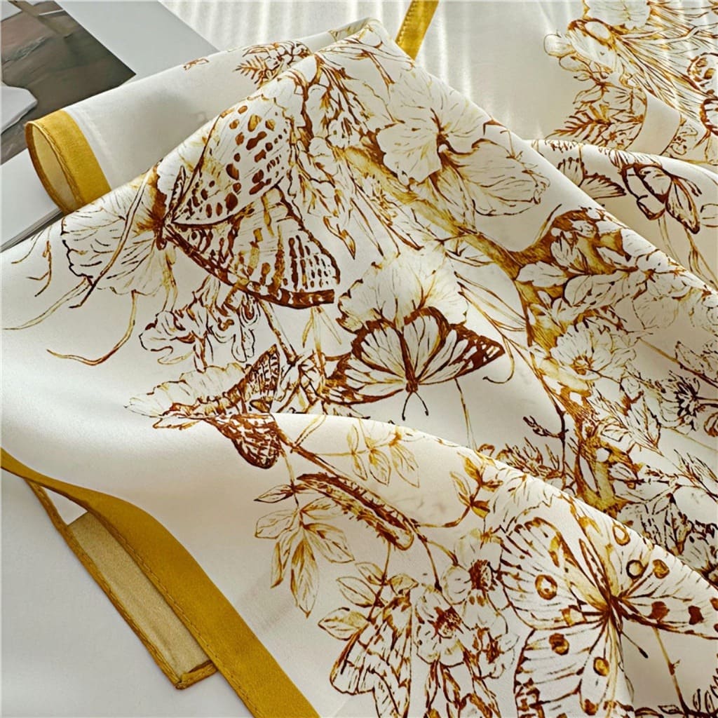 MaraSilk Pure Mulberry Silk Scarf Square Crepe Satin MS61-28