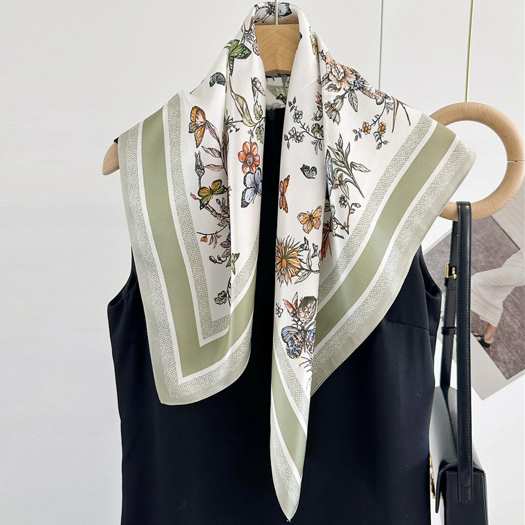 MaraSilk Pure Mulberry Silk Scarf Square Crepe Satin MS61-3