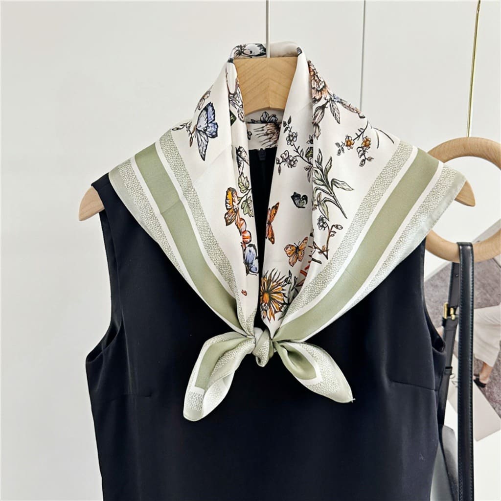 MaraSilk Pure Mulberry Silk Scarf Square Crepe Satin MS61-4