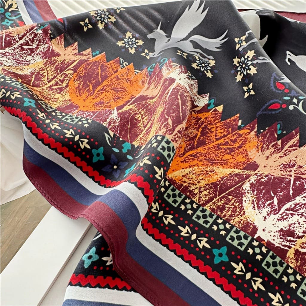 MaraSilk Pure Mulberry Silk Scarf Square Crepe Satin MS61-43