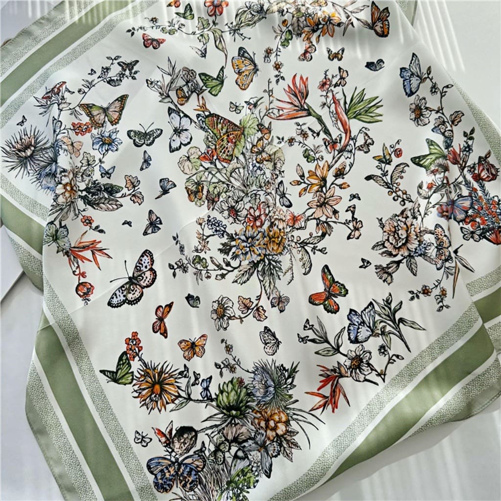 MaraSilk Pure Mulberry Silk Scarf Square Crepe Satin MS61-5