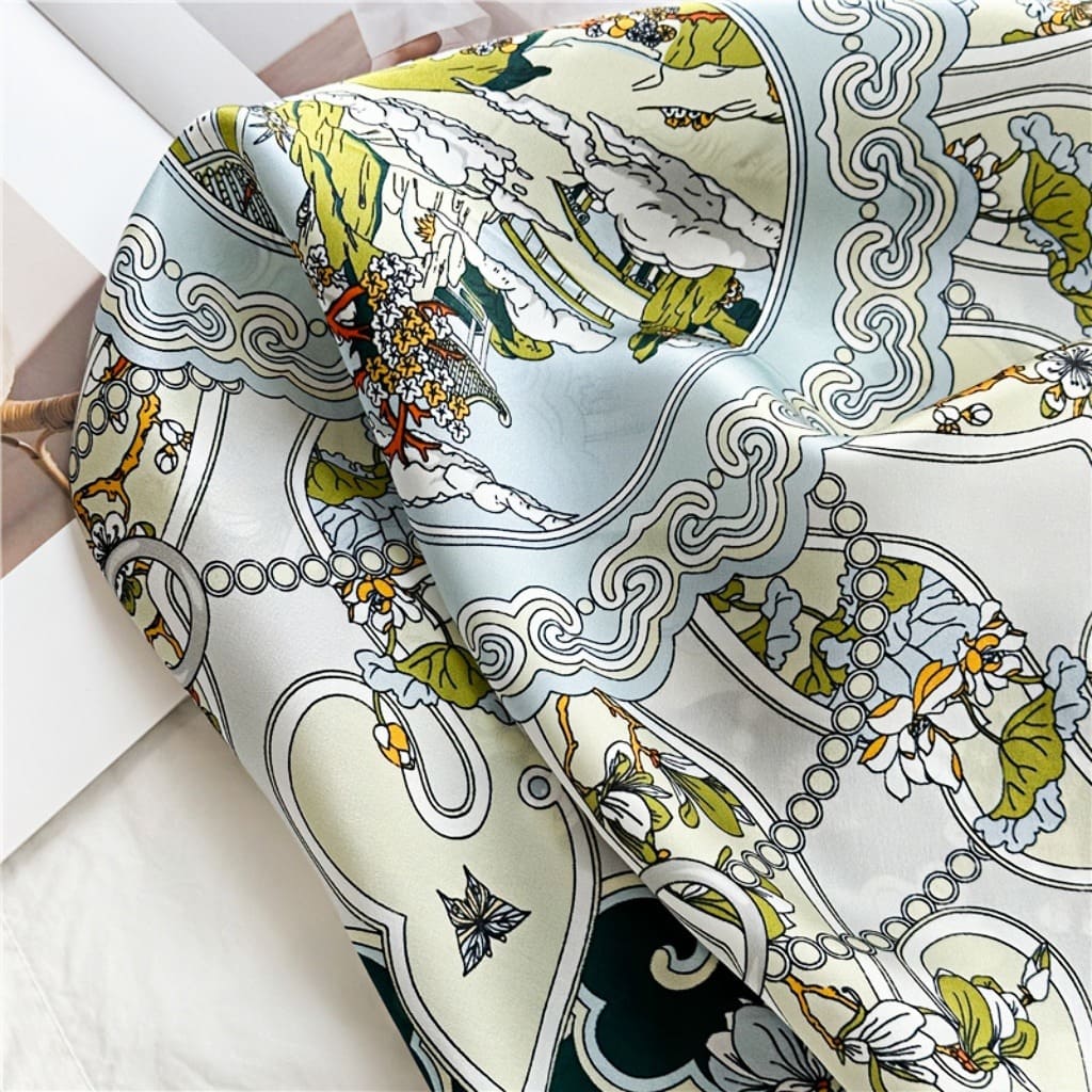 MaraSilk Pure Mulberry Silk Scarf Square Crepe Satin MS61-59