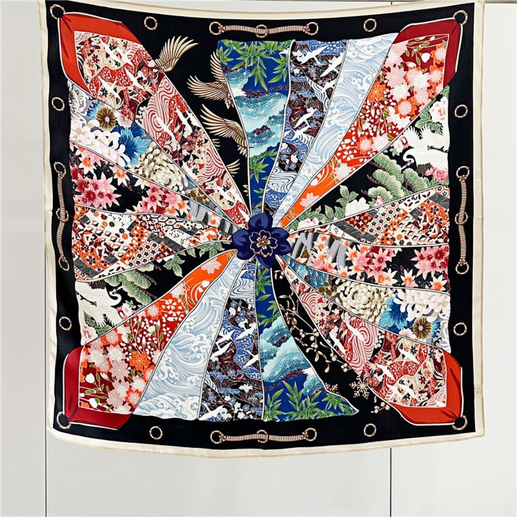 MaraSilk Pure Mulberry Silk Scarf Square Crepe Satin MS61-68