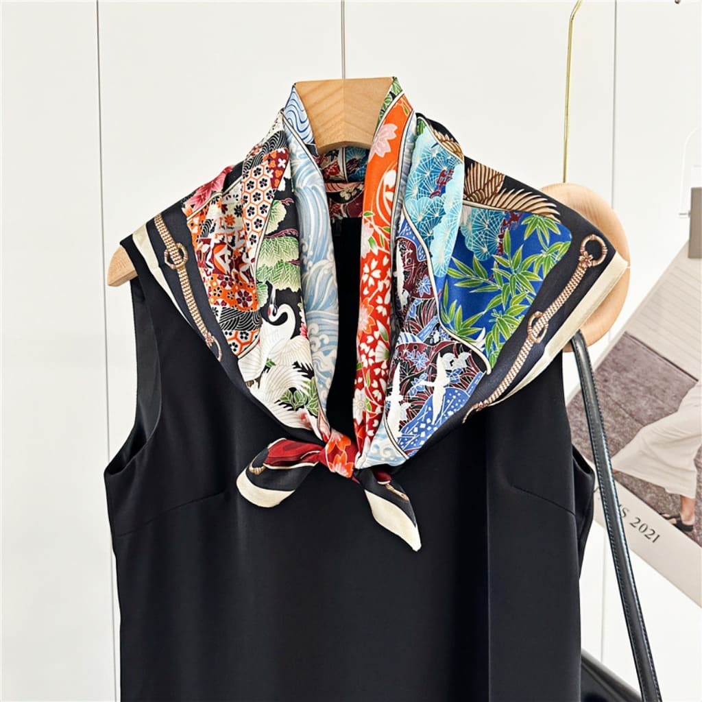 MaraSilk Pure Mulberry Silk Scarf Square Crepe Satin MS61-70