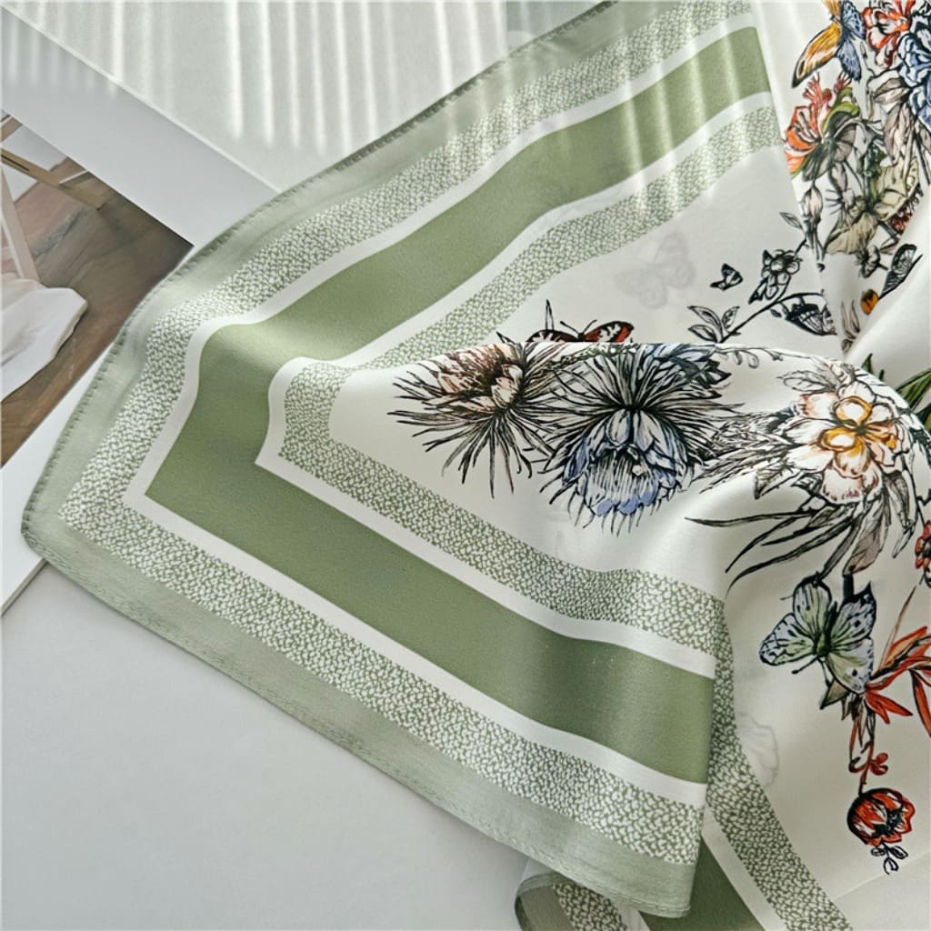 MaraSilk Pure Mulberry Silk Scarf Square Crepe Satin MS61-8