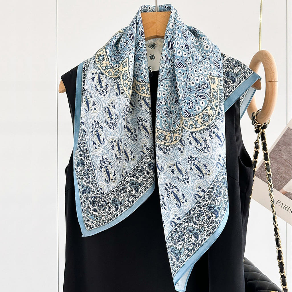 MaraSilk Pure Mulberry Silk Scarf Square Crepe Satin MS63-1