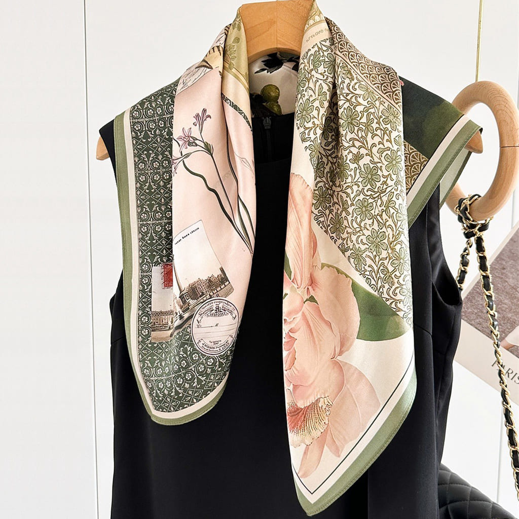 MaraSilk Pure Mulberry Silk Scarf - Square Crepe Satin MS79