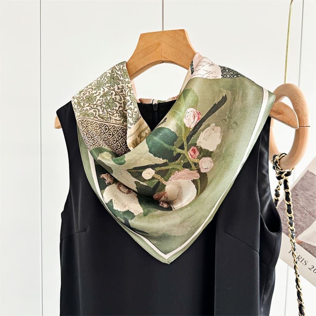 MaraSilk Pure Mulberry Silk Scarf - Square Crepe Satin MS79