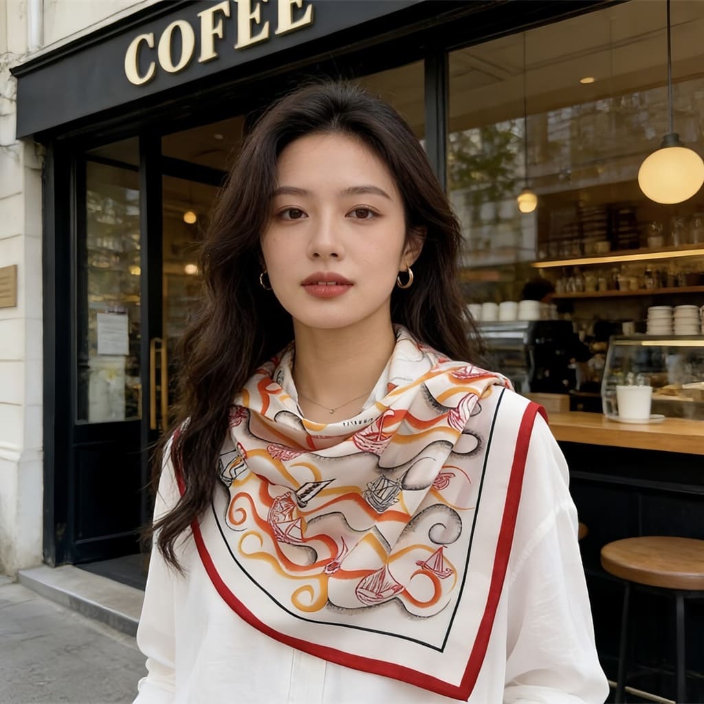 MaraSilk Pure Mulberry Silk Scarf - Square Crepe Satin MS831