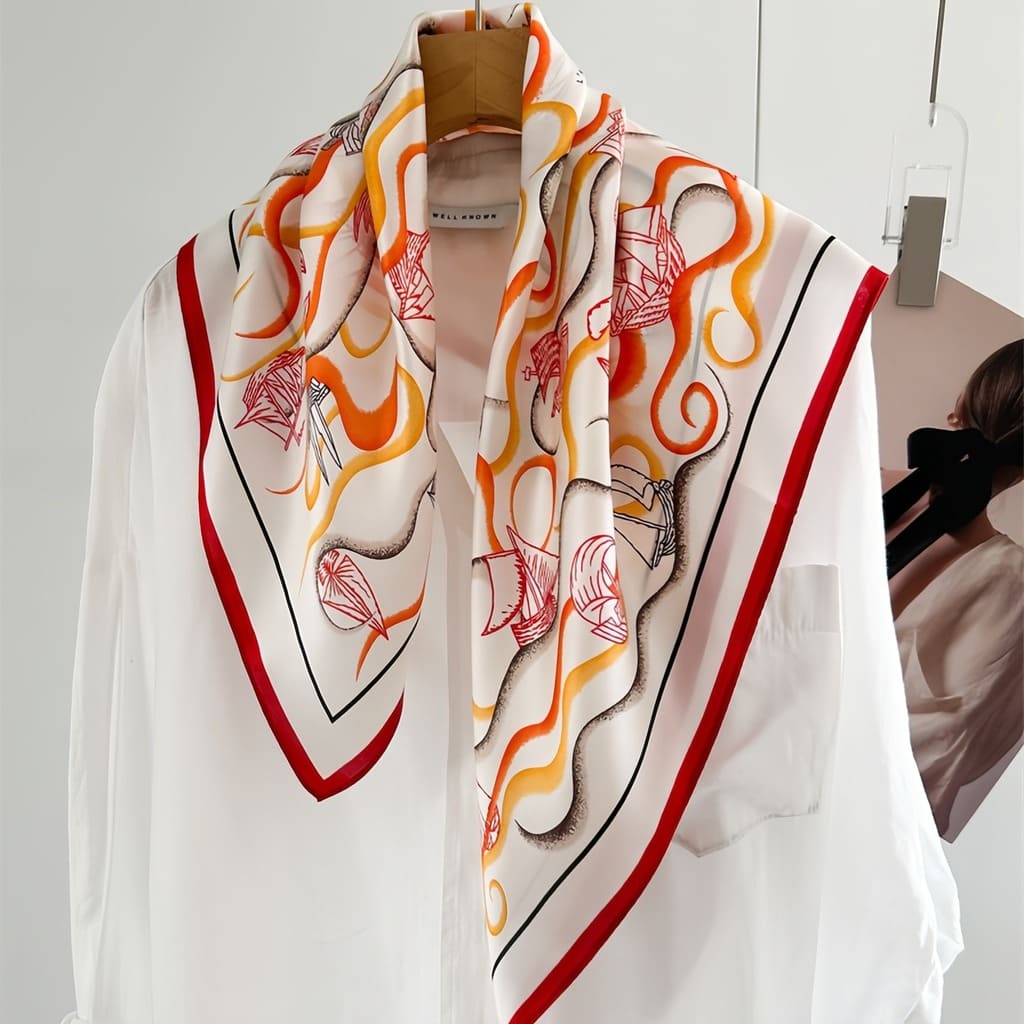 MaraSilk Pure Mulberry Silk Scarf - Square Crepe Satin MS831