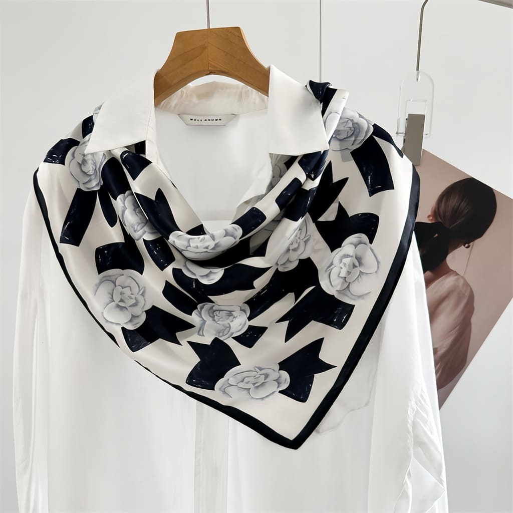 MaraSilk Pure Mulberry Silk Scarf - Square Crepe Satin MS832