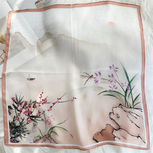 MaraSilk Pure Mulberry Silk Scarf - Square Crepe Satin MS833