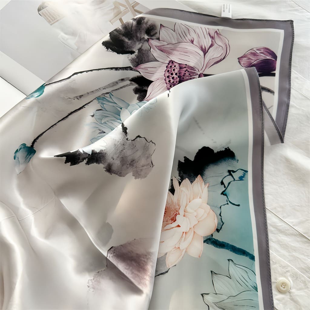 MaraSilk Pure Mulberry Silk Scarf - Square Crepe Satin MS833