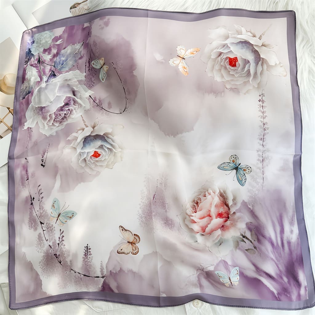 MaraSilk Pure Mulberry Silk Scarf - Square Crepe Satin MS833