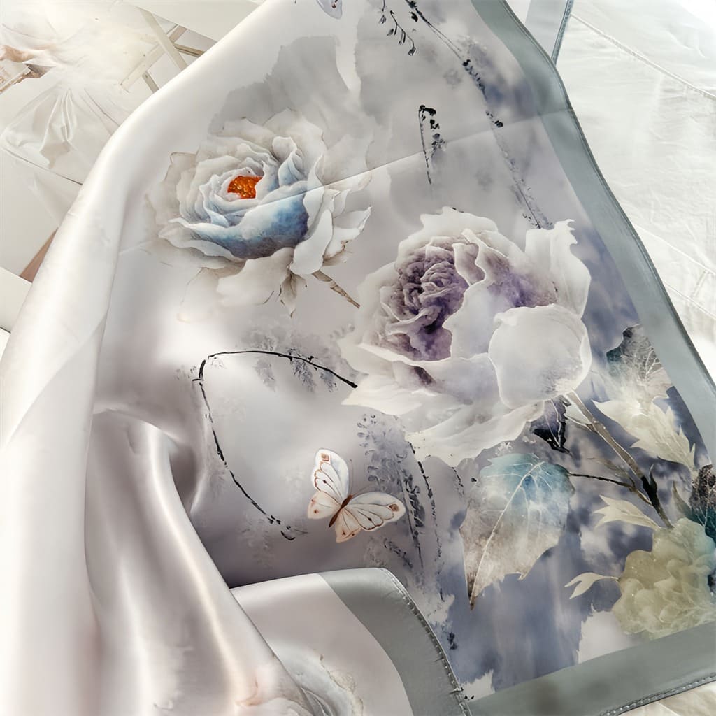 MaraSilk Pure Mulberry Silk Scarf - Square Crepe Satin MS833