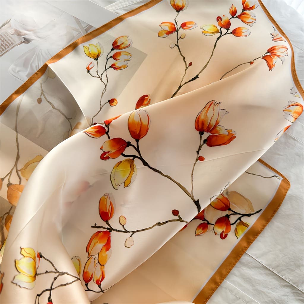 MaraSilk Pure Mulberry Silk Scarf - Square Crepe Satin MS833