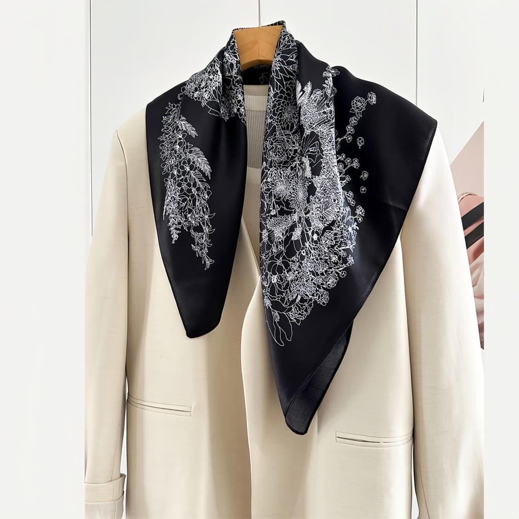 MaraSilk Pure Mulberry Silk Scarf - Square Crepe Satin MS845