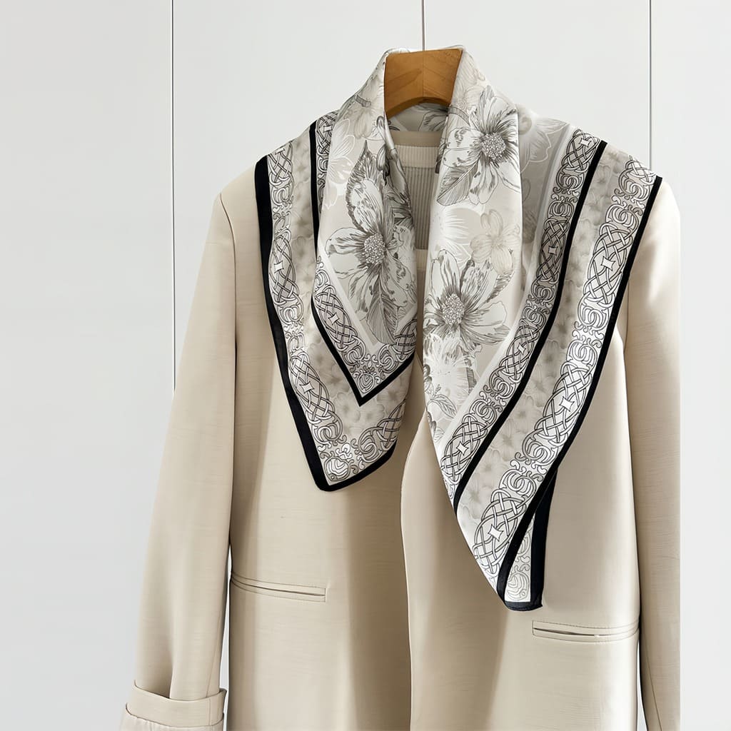 MaraSilk Pure Mulberry Silk Scarf - Square Crepe Satin MS845