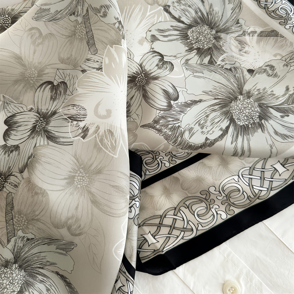 MaraSilk Pure Mulberry Silk Scarf - Square Crepe Satin MS845