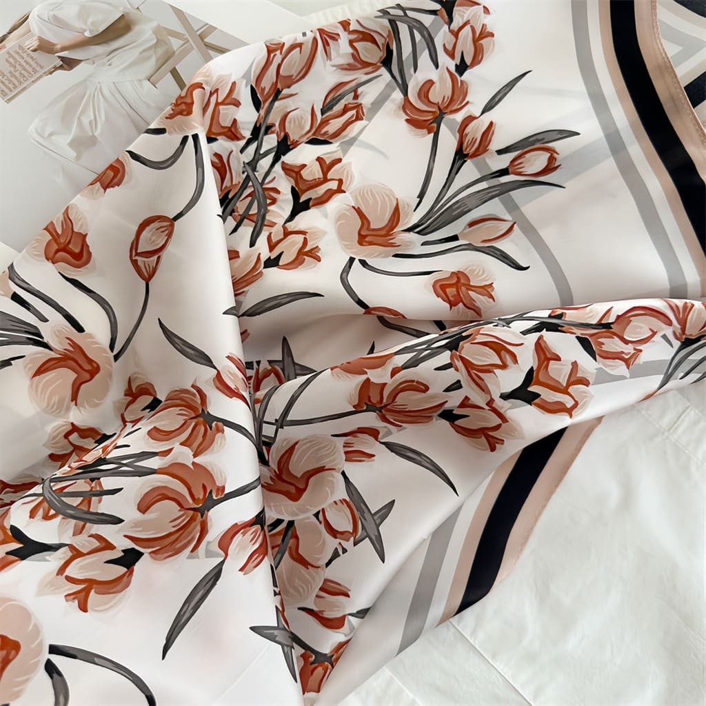 MaraSilk Pure Mulberry Silk Scarf - Square Crepe Satin MS845