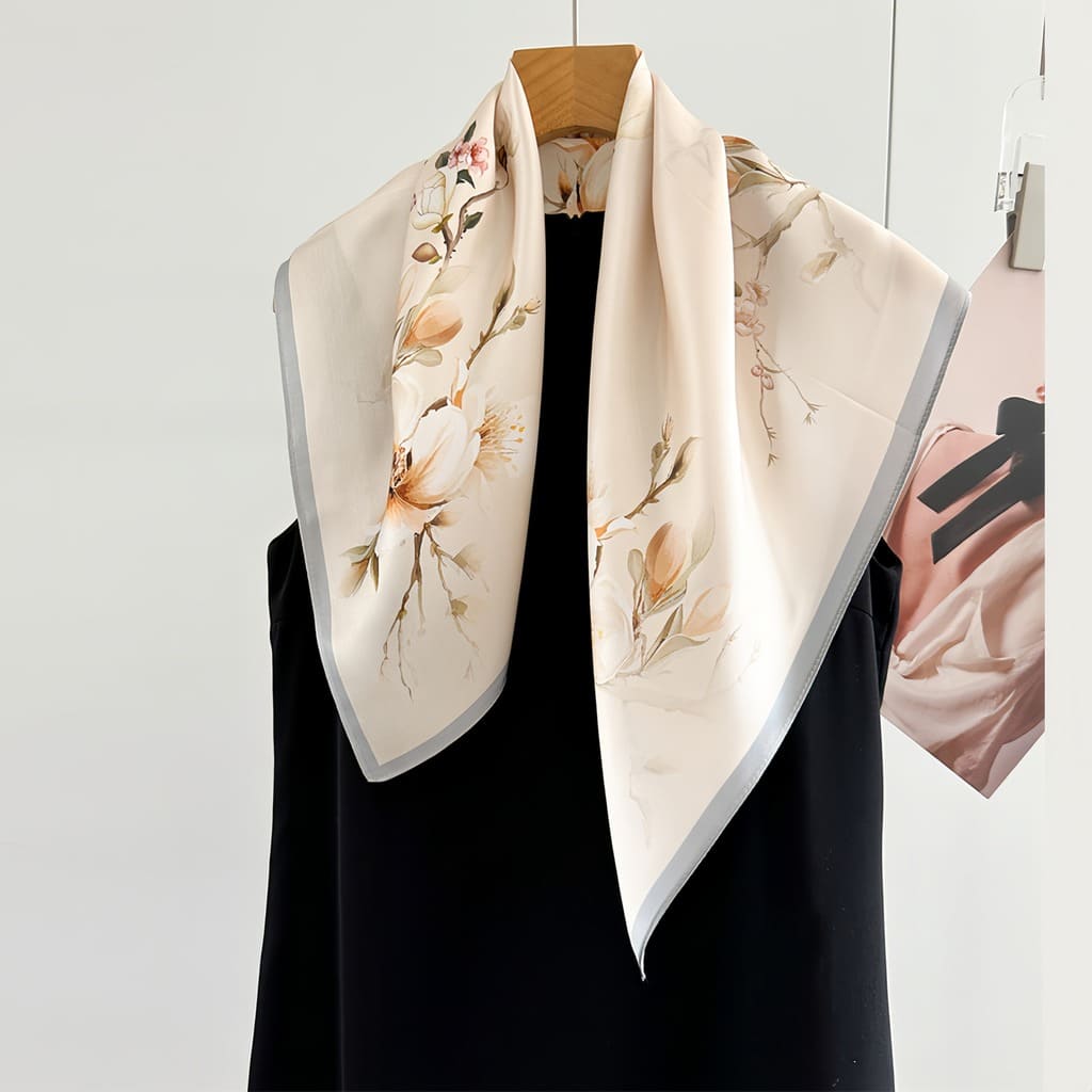 MaraSilk Pure Mulberry Silk Scarf - Square Crepe Satin MS845