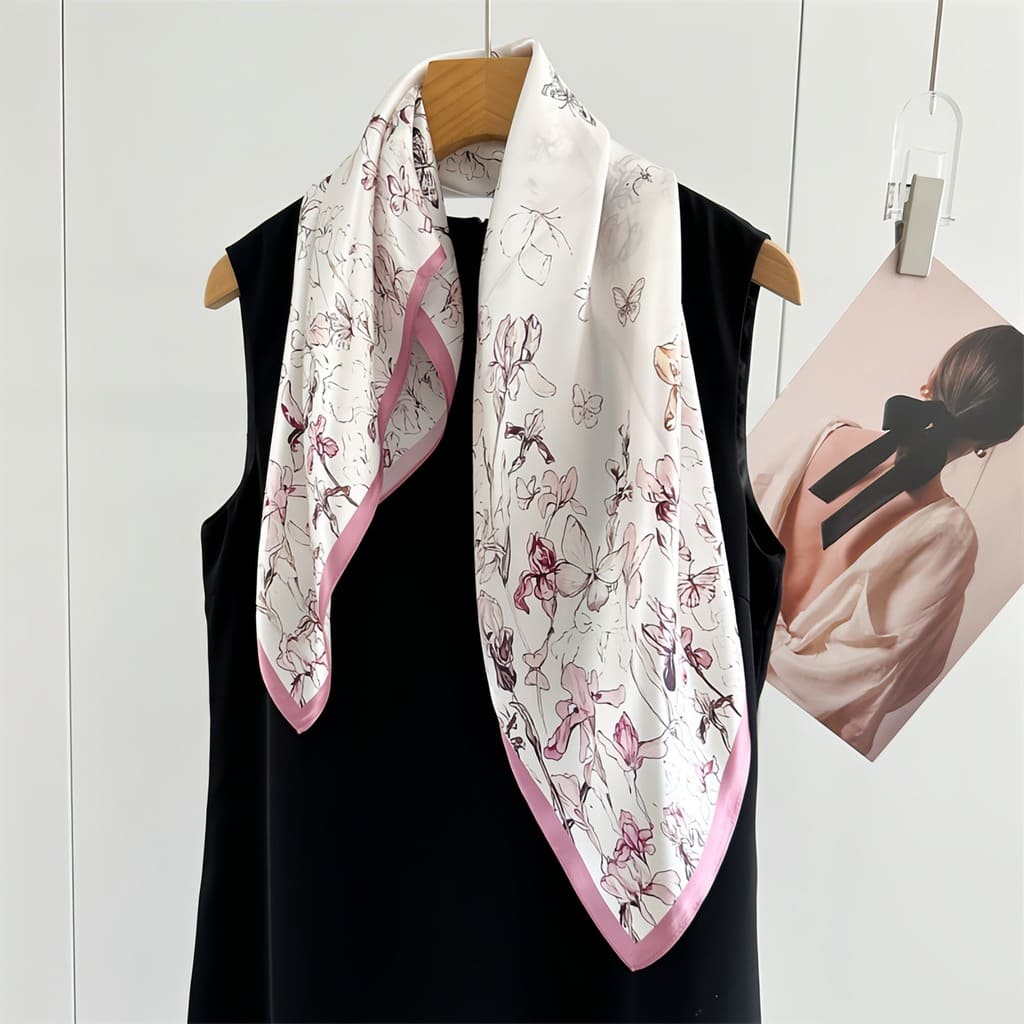 MaraSilk Pure Mulberry Silk Scarf - Square Crepe Satin MS845